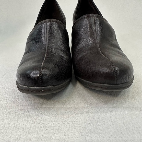 Boc Brown Leather Slip On Block Heel Shoes 8 - Picture 4 of 16